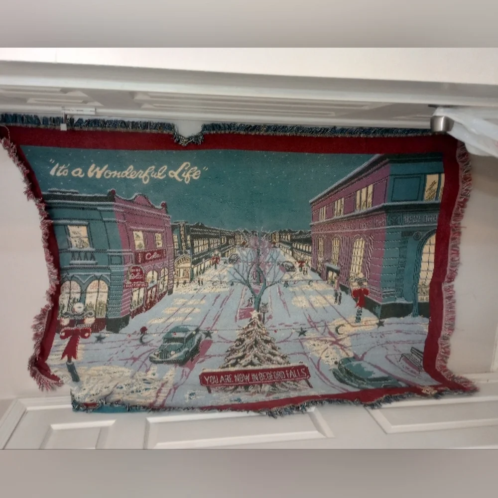 Goodwin Weavers Vintage 1993 It's A Wonderful Life Tapestry Blanket